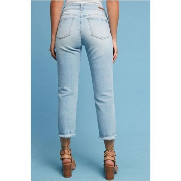 Pilcro & The Letterpress Hyphen Boyfriend Cropped Jeans Raw Hem Size 25 - Picture 3 of 11